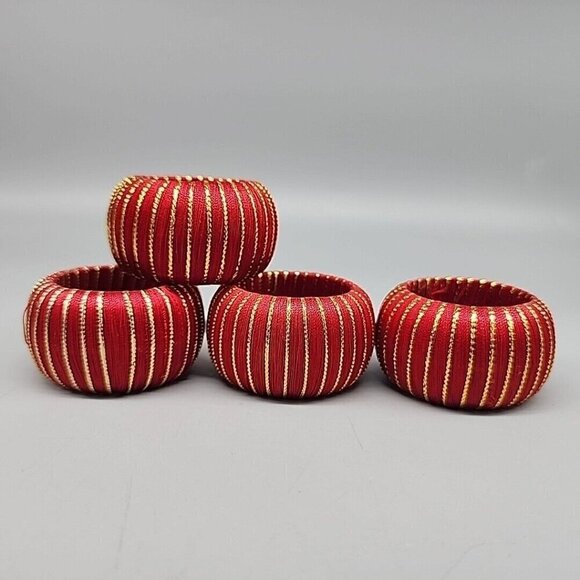 Vintage Red Gold Napkin Rings - Picture 1 of 4